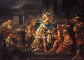 Alexander cuts the Gordian Knot, by Jean-Simon Berthélemy (1743–1811)