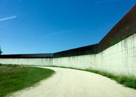 United States-Mexico border wall in Progreso Lakes, Texas.