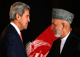 John Kerry and Hamid Karzai