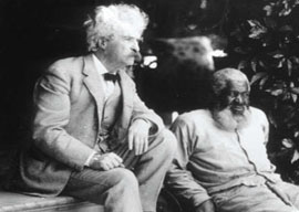 Mark Twain and his friend John Lewis in 1903